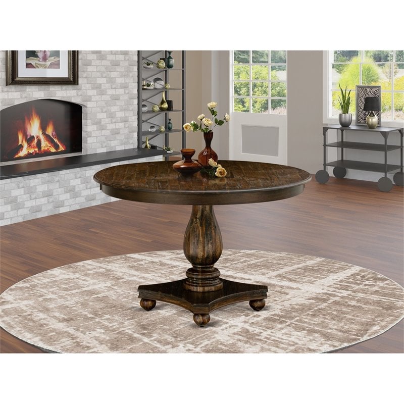 East West Furniture Ferris Wood Dining Table in Distressed Jacobean Brown