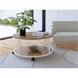 East West Furniture Harley Traditional Wood/Metal Coffee Table in White/Walnut