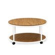 East West Furniture Harley Traditional Wood/Metal Coffee Table in White/Walnut