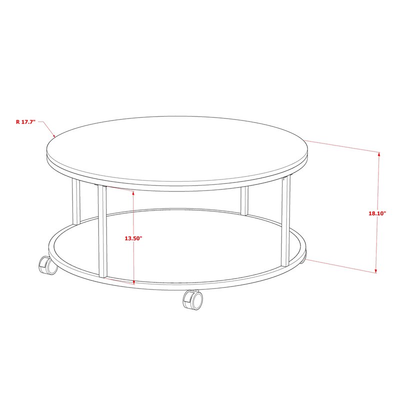East West Furniture Harley Traditional Wood/Metal Coffee Table in White/Walnut