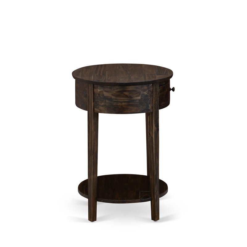 East West Furniture Hillsboro Asian Wood Nightstand in Distressed Jacobean Brown