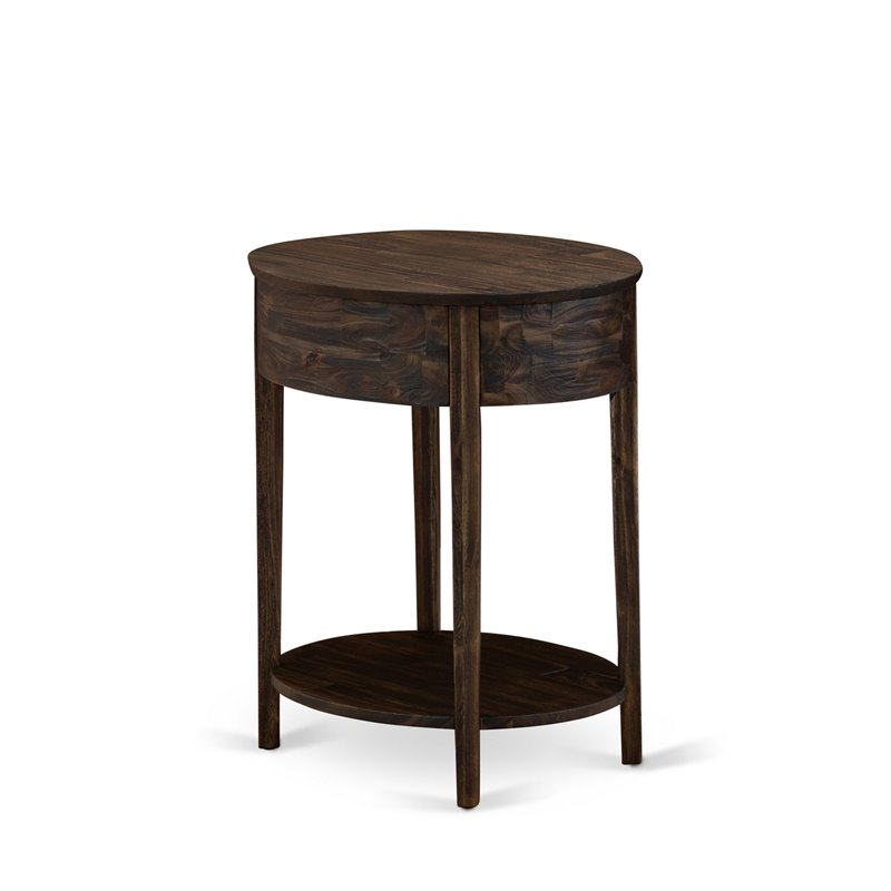 East West Furniture Hillsboro Asian Wood Nightstand in Distressed Jacobean Brown