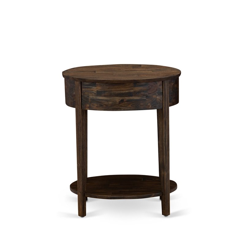 East West Furniture Hillsboro Asian Wood Nightstand in Distressed Jacobean Brown