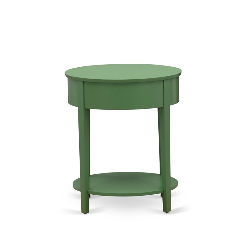 East West Furniture Hillsboro Asian Wood Nightstand in Clover Green