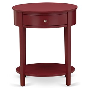 east west furniture hillsboro asian wood nightstand in burgundy red