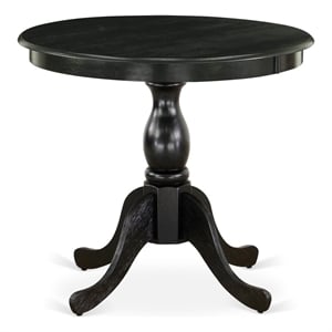 East West Furniture Round Table in Cherry Table Top and Black Pedestal Leg