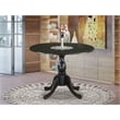 East West Furniture Round Dining Table in Black Table Top and Black Pedestal Leg
