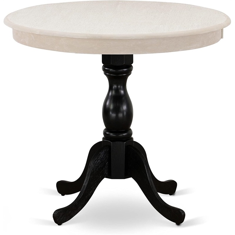 AMT-ACB-TP - Round Table - Wirebrushed Butter Cream Top & Black Pedestal