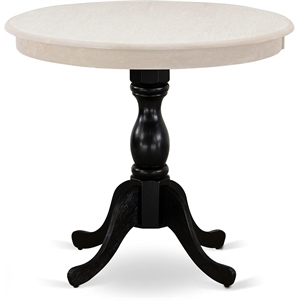 AMT-ACB-TP - Round Table - Wirebrushed Butter Cream Top & Black Pedestal