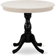 AMT-ACB-TP - Round Table - Wirebrushed Butter Cream Top & Black Pedestal