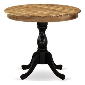 AMT-ANB-TP - Dining Table for Compact Space - Natural Top & Black Pedestal
