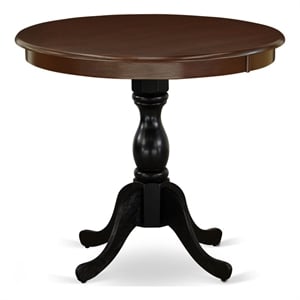 AMT-MBL-TP - Round Table for Compact Space - Mahogany Top & Black Pedestal