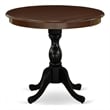AMT-MBL-TP - Round Table for Compact Space - Mahogany Top & Black Pedestal