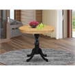 AMT-OBL-TP - Round Dining Room Table for Small Space - Oak Top & Black Pedestal