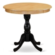 AMT-OBL-TP - Round Dining Room Table for Small Space - Oak Top & Black Pedestal