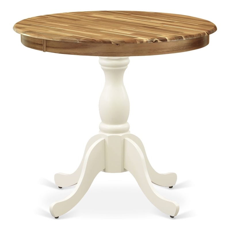 AST-NLW-TP - Dining Table - Natural Top and Linen White Pedestal Leg Finish