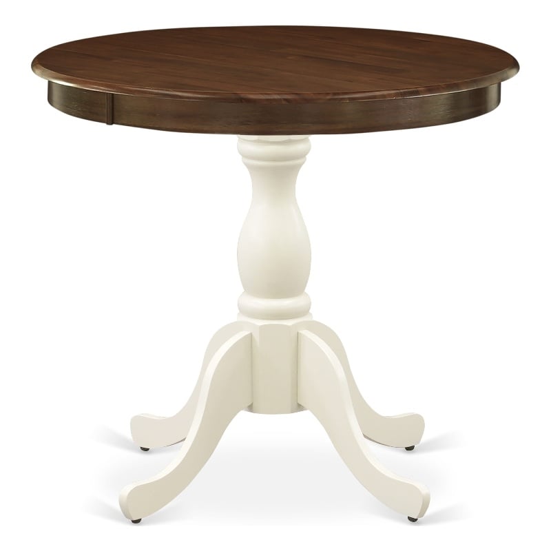 AST-WLW-TP Dining Table - Walnut Table Top and Linen White Pedestal Leg Finish