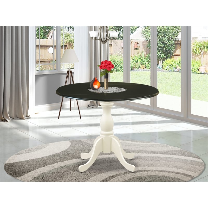 DST-BLW-TP - Dining Table - Black Table Top and Linen White Pedestal Leg Finish