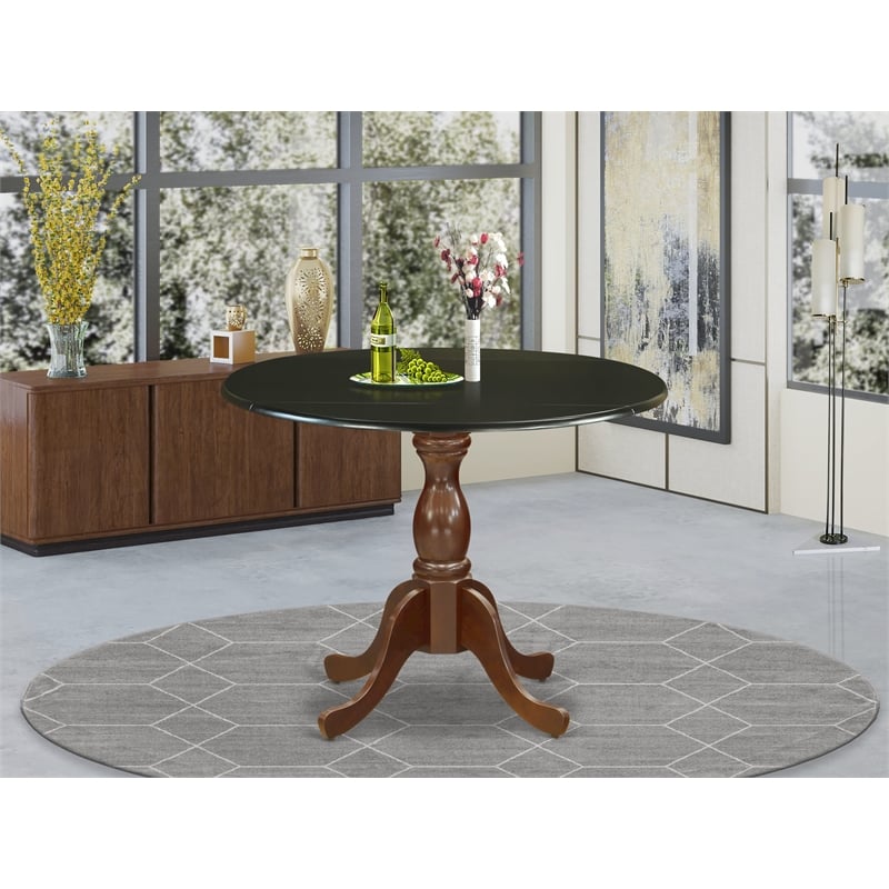DST-BMA-TP - Kitchen Table - Black Table Top and Mahogany Pedestal Leg Finish