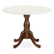 DST-LMA-TP Wood Table - Linen White Table Top and Mahogany Pedestal Leg Finish