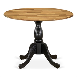 DST-NBK-TP Wood Dining Table - Natural Table Top and Black Pedestal Leg Finish