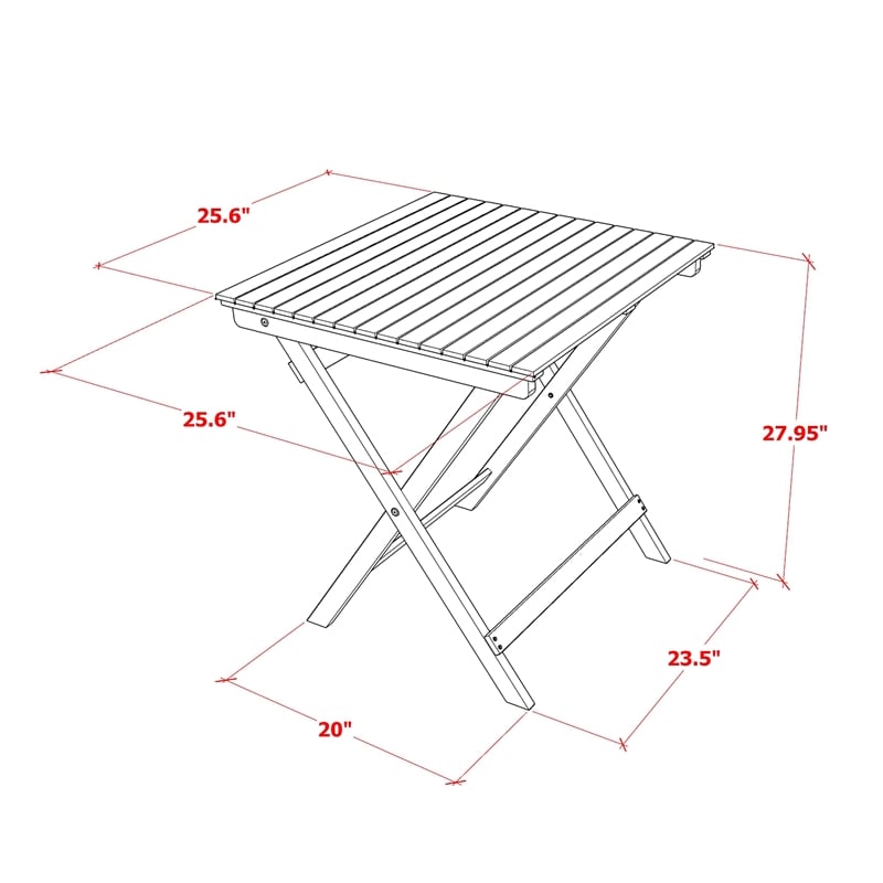 SEBS3CWNA - Folding Table and 2 Outdoor Side Chairs - Natural Oil Finish