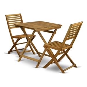 SEBS3CWNA - Folding Table and 2 Outdoor Side Chairs - Natural Oil Finish