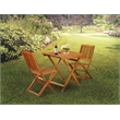SEDK3CWNA Folding Patio Table and 2 Folding Outdoor Chair - Natural Oil Finish