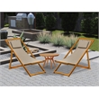 East West Furniture Camping Chairs - Becher Relax Chairs Set of 2 - Natural Oil