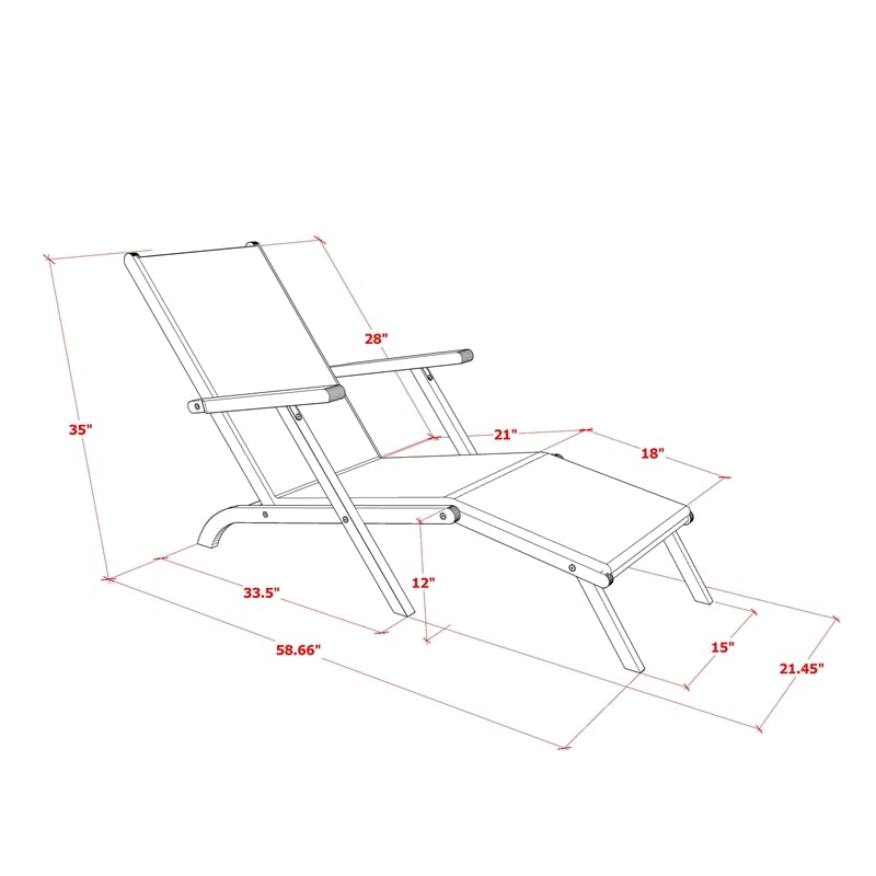 East West Furniture Patio Garden Chairs - Salinas Deck Lounger Chairs - Natural Oil
