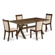 X777MZN32-5 Dining Table and 4 Light Beige Chairs - Distressed Jacobean Finish