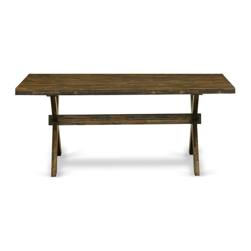 X777MZN32-9 Dining Table and 8 Light Beige Chairs - Distressed Jacobean Finish