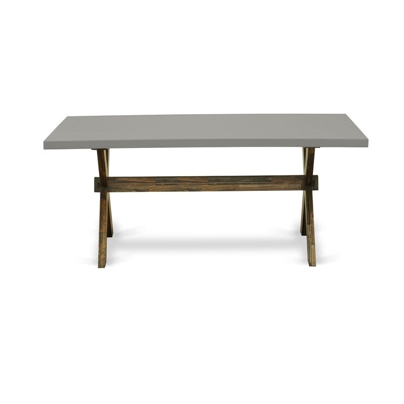 X797MZN32-5 Dining Table and 4 Light Beige Chairs - Distressed Jacobean Finish