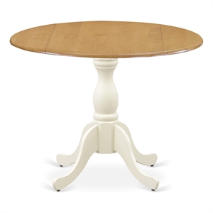 DST-OLW-TP - Wooden Table - Oak Table Top and Linen White Pedestal Leg Finish