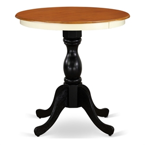 EST-WBL-TP Round Small Kitchen Table - Buttermilk Top & Black Pedestal