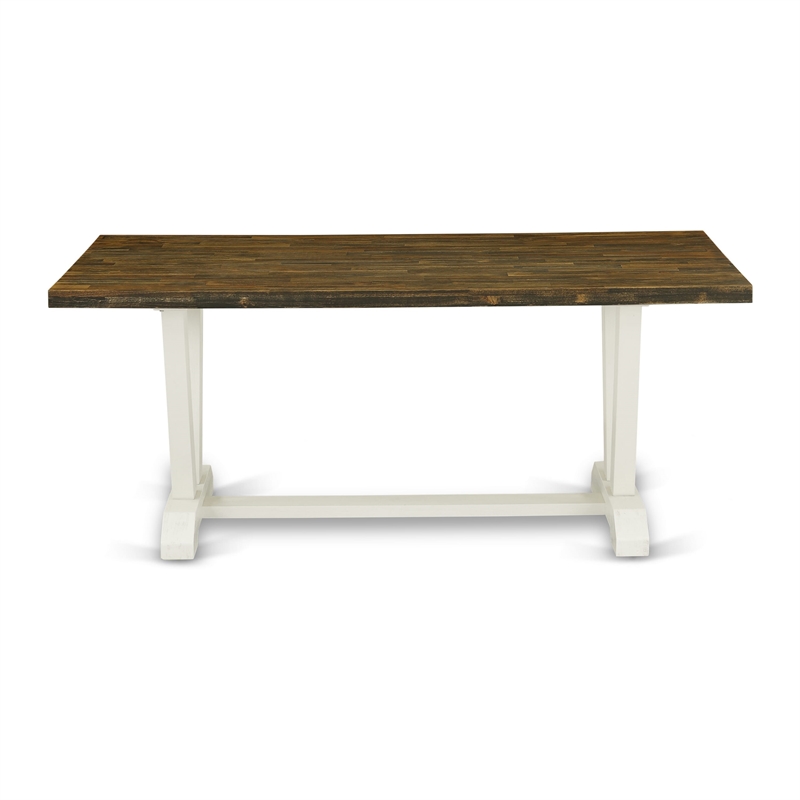 VT077 - Dining Table with Distressed Jacobean Top and Linen White Leg finish