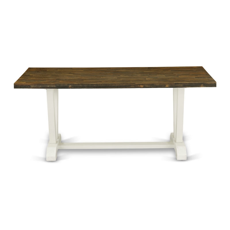 VT077 - Dining Table with Distressed Jacobean Top and Linen White Leg finish