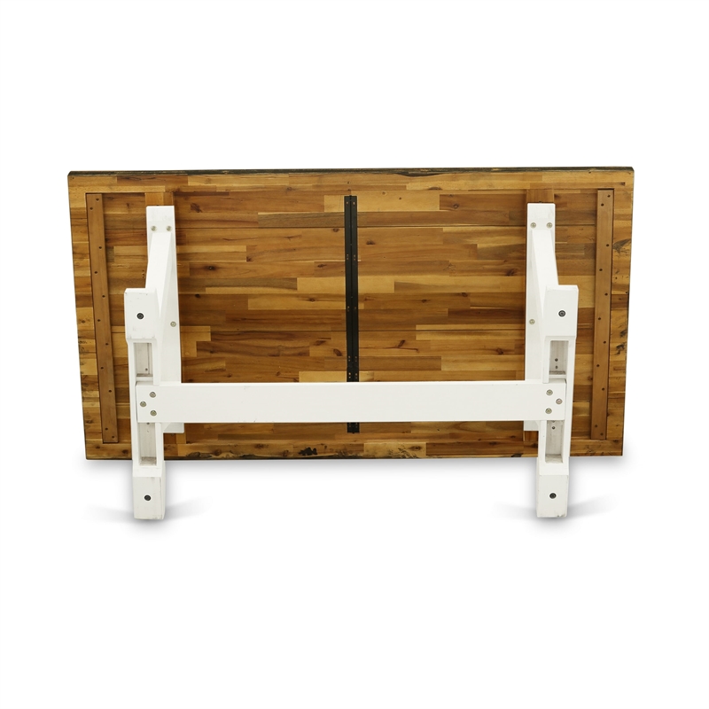 VT077 - Dining Table with Distressed Jacobean Top and Linen White Leg finish