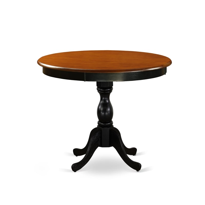 East West Furniture Dining Table and 4 Faux Leather Dinner Chairs in Black