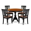 East West Furniture Dining Table and 4 Faux Leather Dinner Chairs in Black