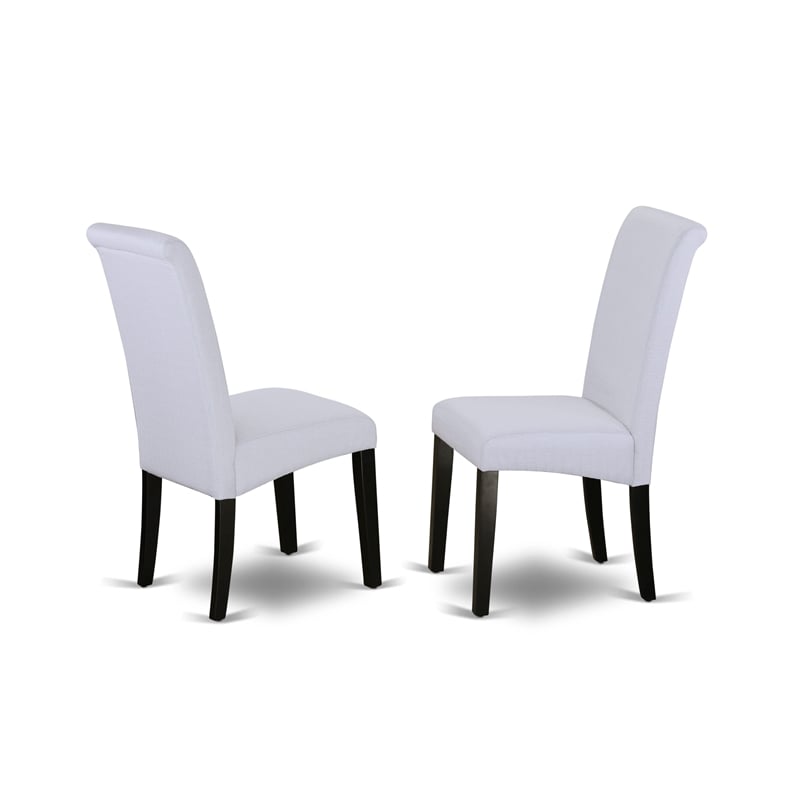 AMBA3-BCH-05 - Dining Table and 2 Grey Linen Fabric Chairs - Black Finish