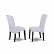 AMBA3-BCH-05 - Dining Table and 2 Grey Linen Fabric Chairs - Black Finish