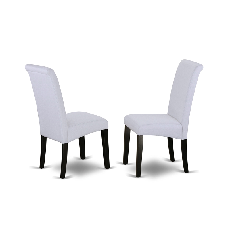 AMBA5-BCH-05 - Dining Table and 4 Grey Linen Fabric Chairs - Black Finish