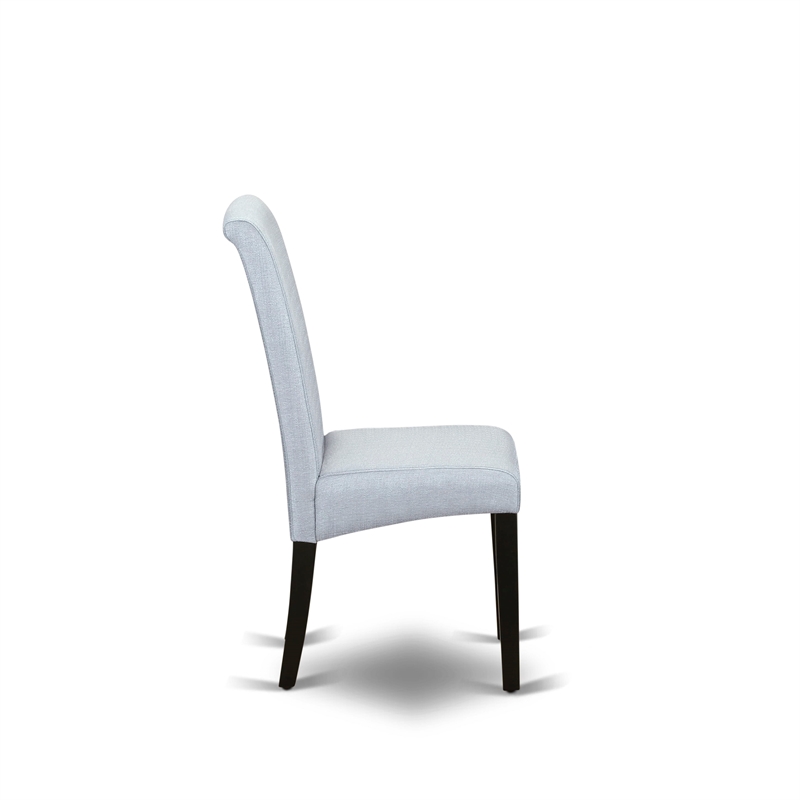 AMBA5-BCH-05 - Dining Table and 4 Grey Linen Fabric Chairs - Black Finish