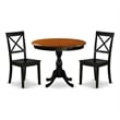 AMBO3-BCH-W - Kitchen Table and 2 Wooden Dining Chairs - Black Finish