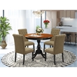 East West Furniture Table and 4 Light Sable Linen Fabric Chairs in Black