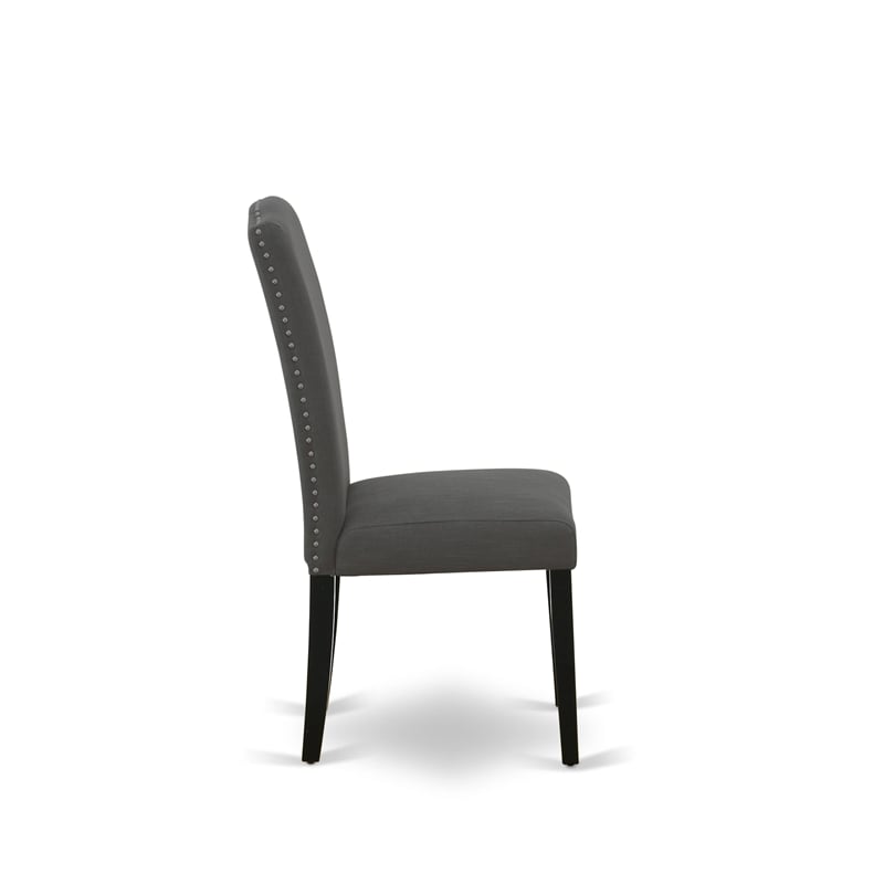 AMEN3-BCH-20 - Wooden Table and 2 Dark Gotham Grey Dining Chairs - Black Finish