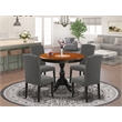 East West Furniture Dinner Table and 4 Dark Gotham Grey Modern Chairs in Black