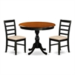 AMPF3-BCH-C - Kitchen Table and 2 Linen Fabric Dining Chairs - Black Finish