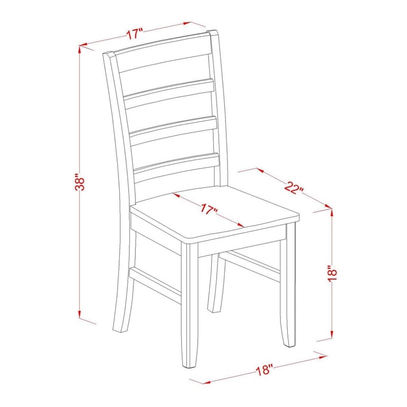 East West Furniture Dining Table and 4 Dining Chairs with Ladder Back in Black